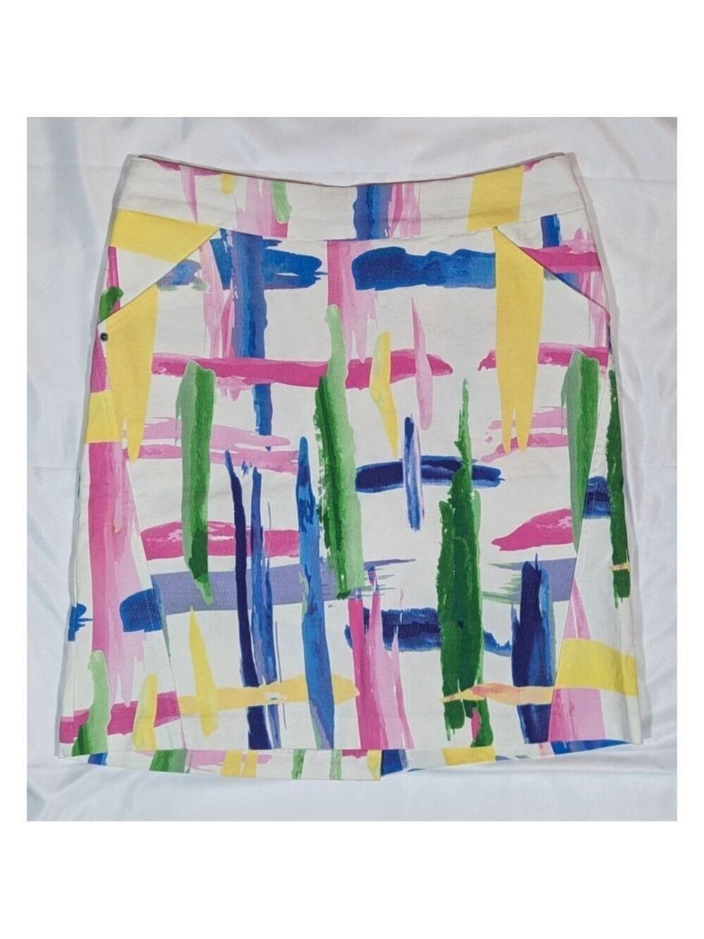 Charlie B Skort Women Size 8 Multicolor Abstract Print